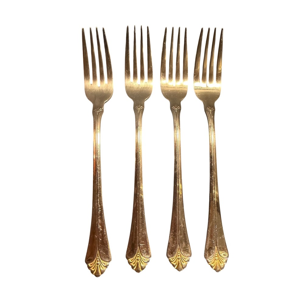 Towle Santa Barbara Gold Accent Dinner Forks 18/8 Stainless Korea Set of 4
